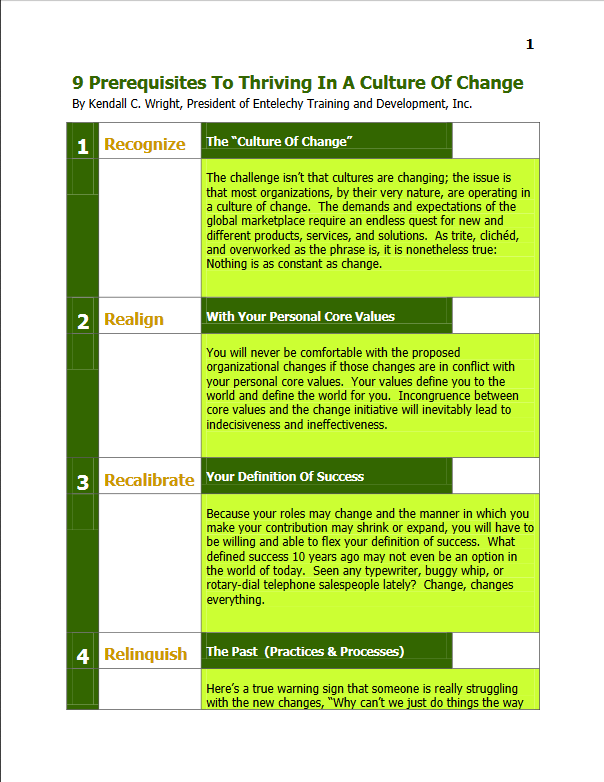 9 Prerequisites To Thriving In A Culture Of Change